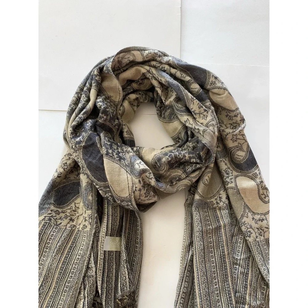 Paisley Pashmina Scarf Women Multicolor Woven Fringe Shawl Colorful Cozy 68